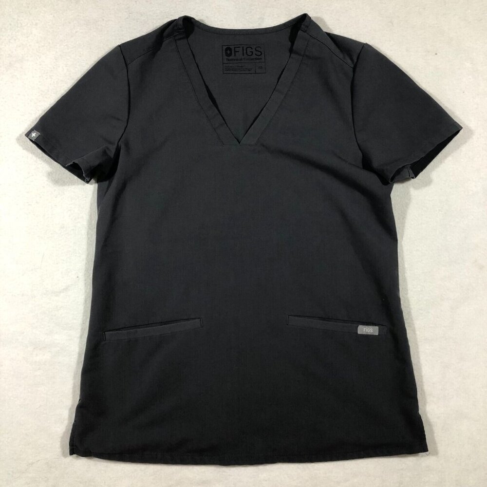 FIGS Top Womens Small Casma 3 Pocket Scrub Top Gray FW1100 Technical
